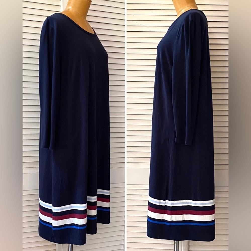 Tommy Hilfiger Dress Womens XL Navy Blue Long Sleeve Casual Office Party Shift - Picture 4 of 7